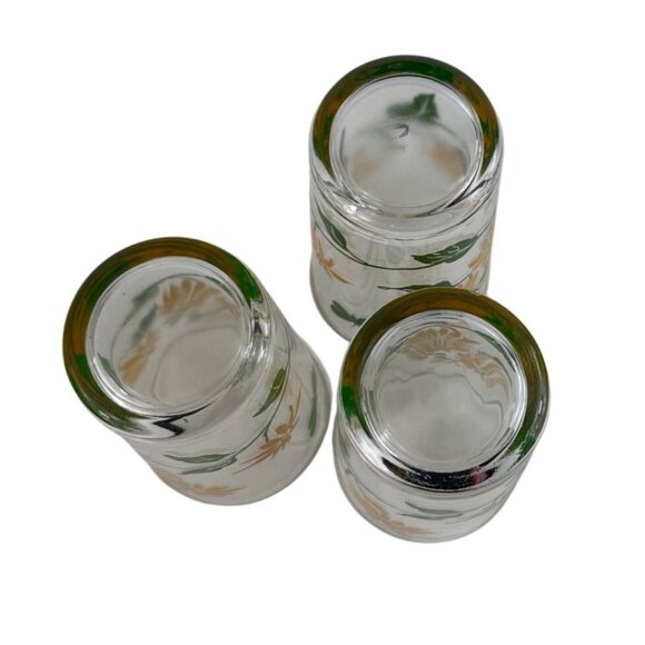 Set Of 3 Vintage Floral Drinking Glasses Yellow Daisy & Butterfly Design - Picture 5 of 8